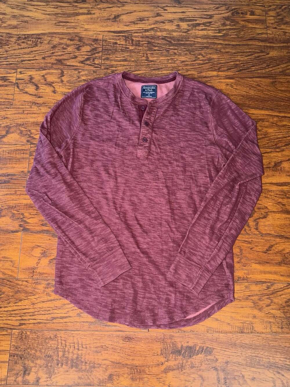 Abercrombie & Fitch Long Sleeve Henley Shirt Burgundy Size M
